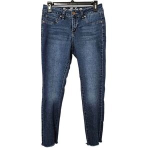 Royalty‎ for Me Jeans Women 6 Blue Dark Wash Skinny Raw Hem Frayed Stretch Denim
